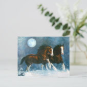 Paarden die in de sneeuw lopen briefkaart (Staand voorkant)