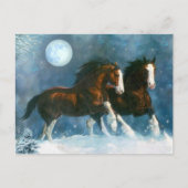 Paarden die in de sneeuw lopen briefkaart (Voorkant)