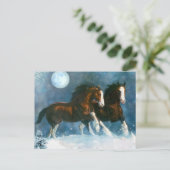 Paarden die in de sneeuw lopen briefkaart (Staand voorkant)