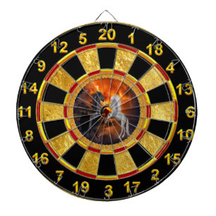 Paarden die in een slecht bliksemstorm vechten dartbord