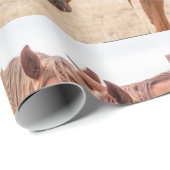 Paarden die in een weiland snuiven cadeaupapier (Rol Hoek)