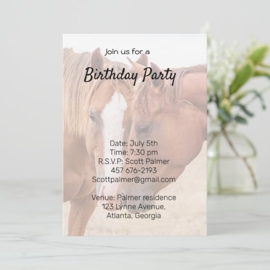 Paarden die in een weiland snuiven kaart (Staand voorkant)