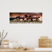Paarden die in het Surf lopen Poster (Keuken)
