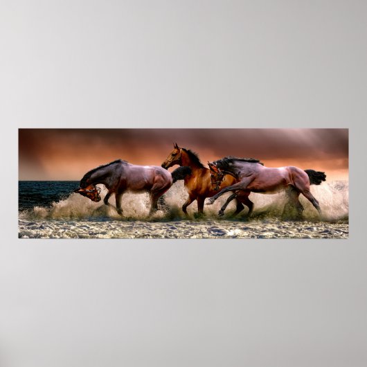 Paarden die in het Surf lopen Poster (Voorkant)