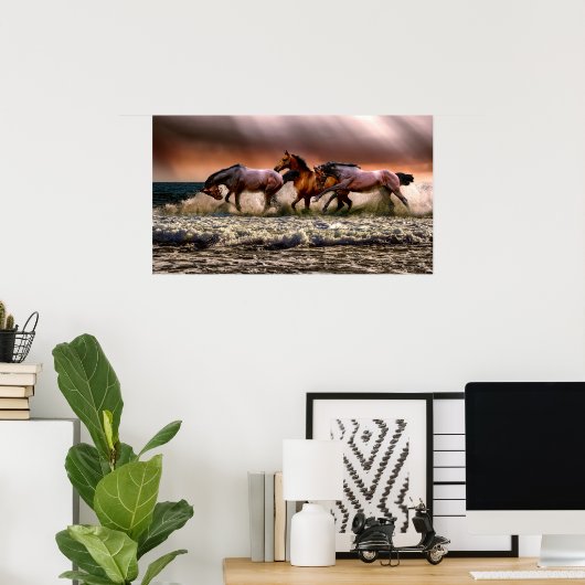 Paarden die in het Surf lopen Poster (Thuiskantoor)