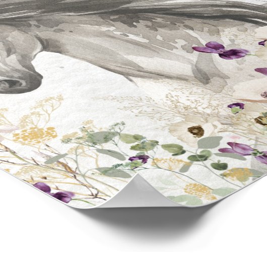 Paarden die in het veld Bloem lopen Poster (Hoek)