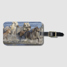 Paarden die in het water galmen bagagelabel