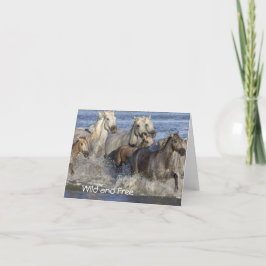 Paarden die in het water galmen bedankkaart