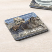 Paarden die in het water galmen bier onderzetter (Linkerzijde)