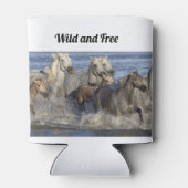 Paarden die in het water galmen blikjeskoeler (Achterkant)