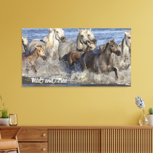Paarden die in het water galmen canvas afdruk (Insitu (Woonkamer))