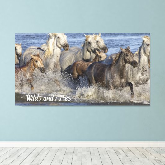 Paarden die in het water galmen canvas afdruk (Insitu (Houten vloer))