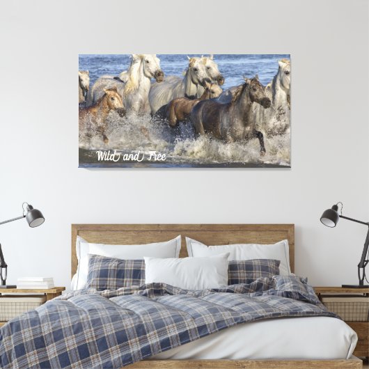 Paarden die in het water galmen canvas afdruk (Insitu (Slaapkamer))