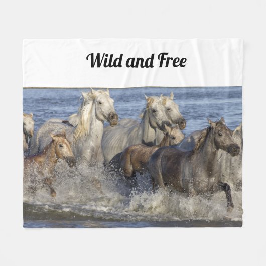 Paarden die in het water galmen fleece deken (Voorkant (Horizontaal))