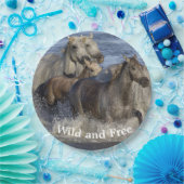 Paarden die in het water galmen papieren bordje (Feest)