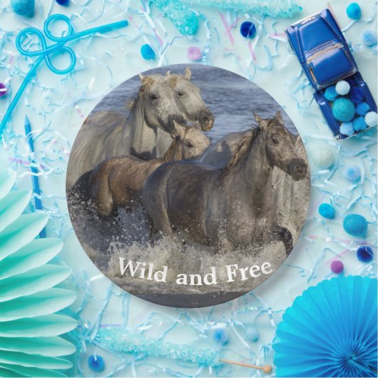 Paarden die in het water galmen papieren bordje (Feest)