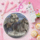 Paarden die in het water galmen papieren bordje (Feest)