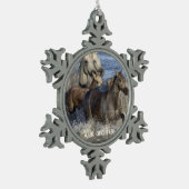 Paarden die in het water galmen tin sneeuwvlok ornament (Links)