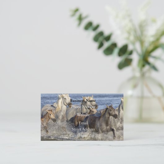 Paarden die in het water galmen visitekaartje (Staand voorkant)