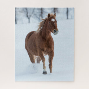 Paarden die in sneeuw lopen legpuzzel
