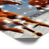 Paarden die in sneeuw spelen poster (Hoek)