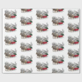 Paarden die kerstakelpapier met Wagon-kerst bereid Cadeaupapier (Vlak)