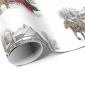 Paarden die kerstakelpapier met Wagon-kerst bereid Cadeaupapier (Rol Hoek)