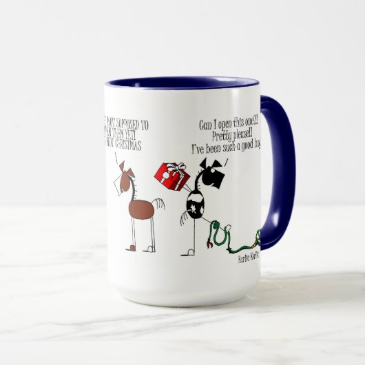 Paarden die kerstmis openen Cartoon Mok (Voorkant rechts)
