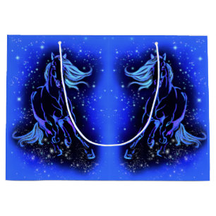 Paarden die lopen bij Blue Sterrennacht Gift Bag Groot Cadeauzakje