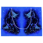Paarden die lopen bij Blue Sterrennacht Gift Bag Groot Cadeauzakje (Achterkant)