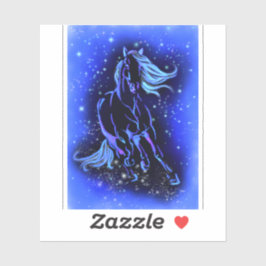 Paarden die lopen bij de Starry Blue Night Sticker