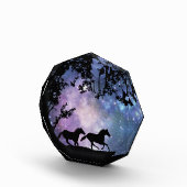 Paarden die lopen in de maanlichte fijne kunst fotoblokken (Rechts)