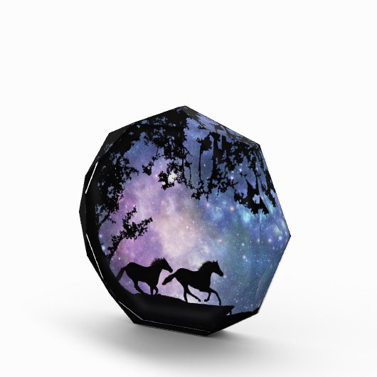 Paarden die lopen in de maanlichte fijne kunst fotoblokken (Rechts)