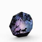 Paarden die lopen in de maanlichte fijne kunst fotoblokken (Links)