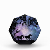 Paarden die lopen in de maanlichte fijne kunst fotoblokken (Voorkant)