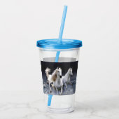 Paarden die lopen met kussens acryl drinkbeker (Achterkant)