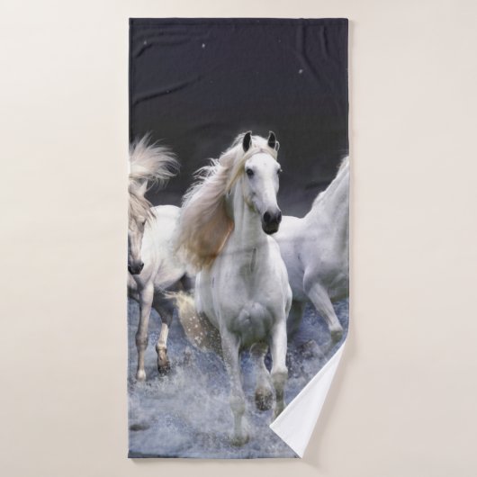 Paarden die lopen met kussens badhanddoek (Badhanddoek)