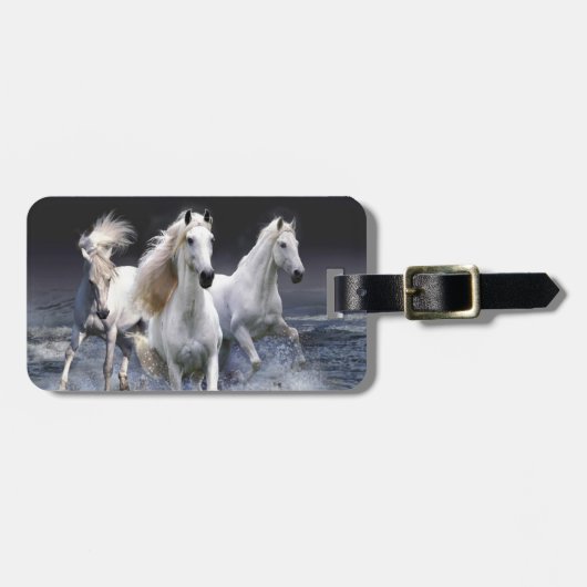 Paarden die lopen met kussens bagagelabel (Voorkant horizontaal)