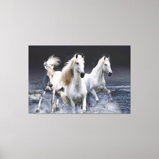 Paarden die lopen met kussens canvas afdruk (Voorkant)