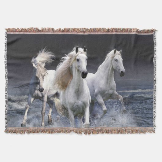 Paarden die lopen met kussens deken (Voorkant)