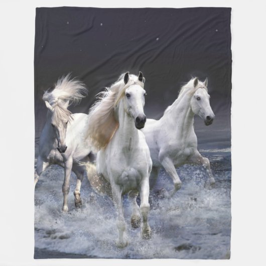 Paarden die lopen met kussens fleece deken (Voorkant)