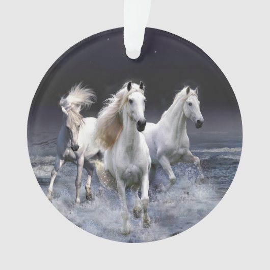 Paarden die lopen met kussens ornament (voorkant)