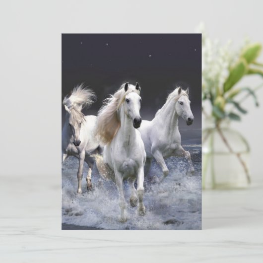 Paarden die lopen met kussens save the date (Staand voorkant)