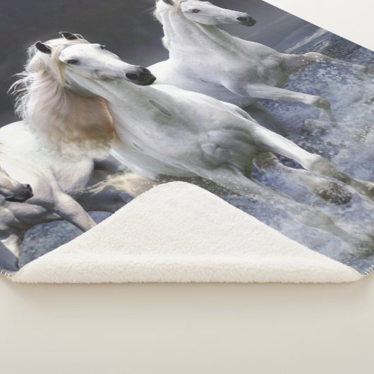 Paarden die lopen met kussens sherpa deken (3/4)