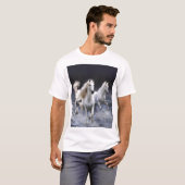 Paarden die lopen met kussens t-shirt (Voorkant volledig)