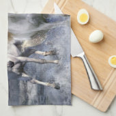 Paarden die lopen met kussens theedoek (Quarter Fold)