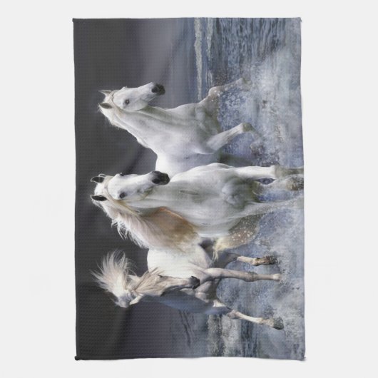 Paarden die lopen met kussens theedoek (Verticaal)