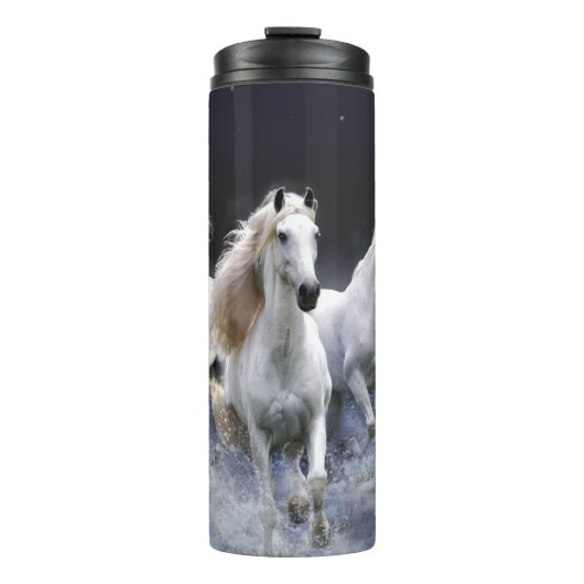 Paarden die lopen met kussens thermosbeker (Voorkant)