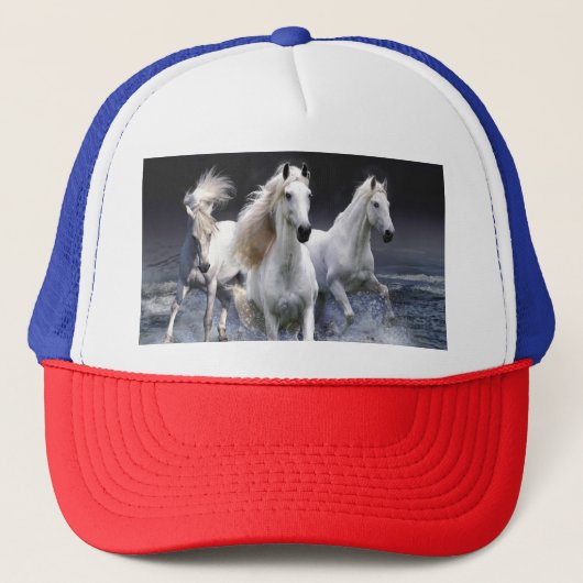 Paarden die lopen met kussens trucker pet (Voorkant)