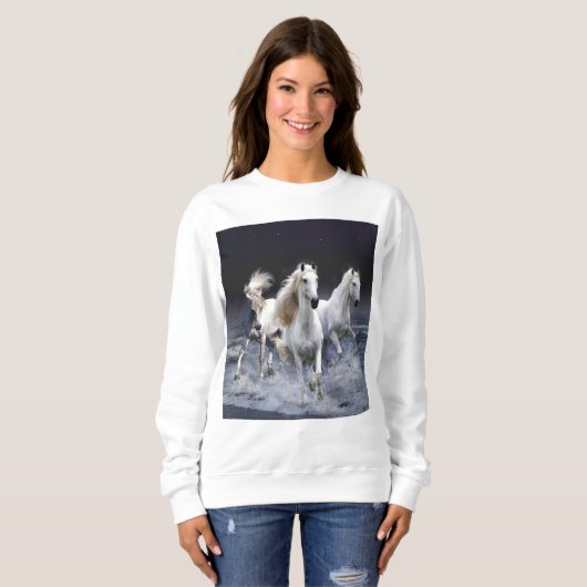 Paarden die lopen met kussens trui (Voorkant volledig)